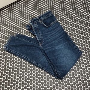 Button fly cropped high waisted skinny jeans
